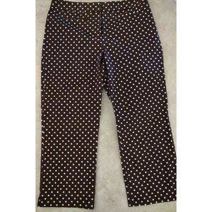 Oscar De La Renta Womens Chocolate Brown Polka Dot Pants Size 12 Mid Rise